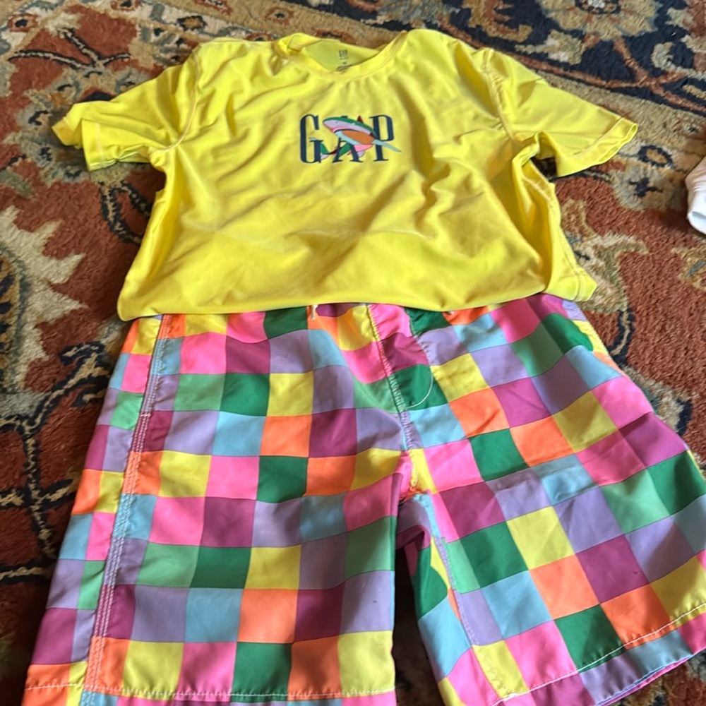Gap Boys Board Shorts and Matching Swim Shirt size XXL